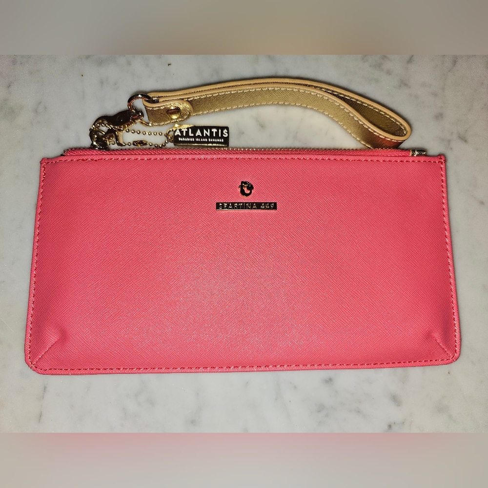Spartina 449 Flamingo Floral Retreat Coral East West Wristlet with Atlantis Tag